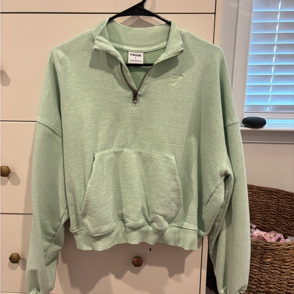 Gymshark Women's Mint Green Half-Zip Hoodie